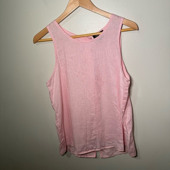 100% linen pastel  pink tank top M boho cottage beach - Picture 2 of 6